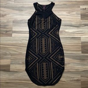 Material Girl black and nude dress